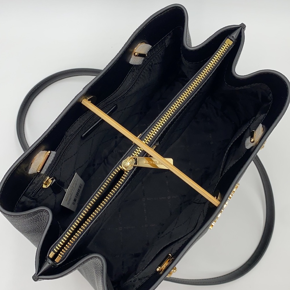 MICHAEL KORS TEAGEN LG LONG DROP SATCHEL BLACK - Picture 10 of 16